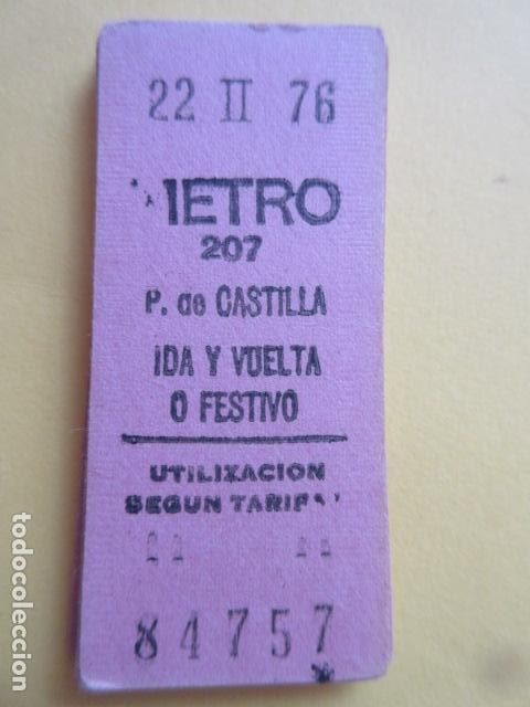 Coleccionismo Billetes de transporte: REFERENCIA REFMM01 - METRO MADRID - MODELO PARADA IDA VUELTA FESTIVO COLOR ROSA - P. DE CASTILLA 207