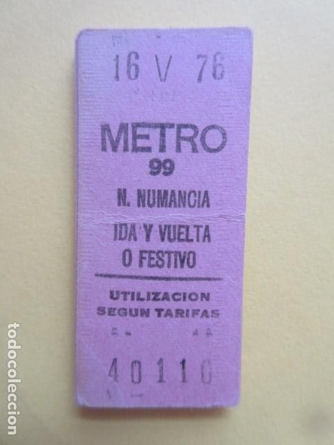 Coleccionismo Billetes de transporte: REFERENCIA REFMM01 - METRO MADRID - MODELO PARADA IDA VUELTA FESTIVO COLOR ROSA - N. NUMANCIA 99