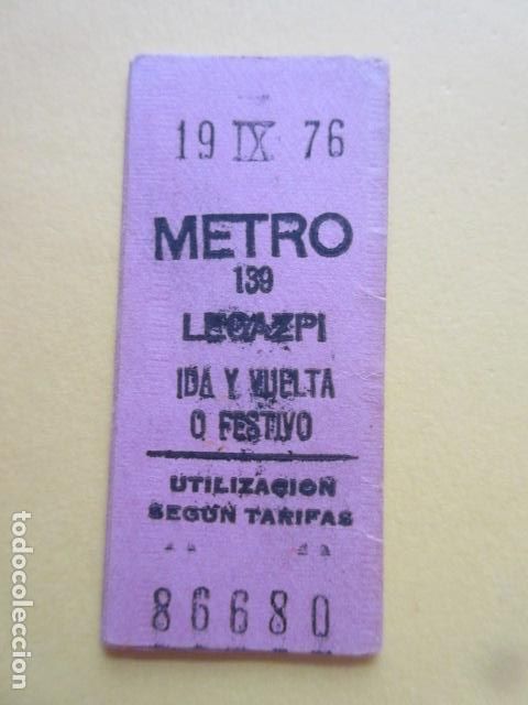 Coleccionismo Billetes de transporte: REFERENCIA REFMM01 - METRO MADRID - MODELO PARADA IDA VUELTA FESTIVO COLOR ROSA - LEGAZPI 139