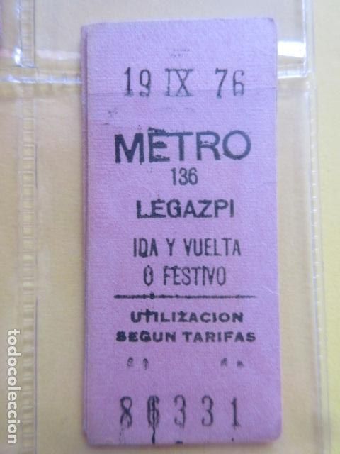 Coleccionismo Billetes de transporte: REFERENCIA REFMM01 - METRO MADRID - MODELO PARADA IDA VUELTA FESTIVO COLOR ROSA - LEGAZPI 136