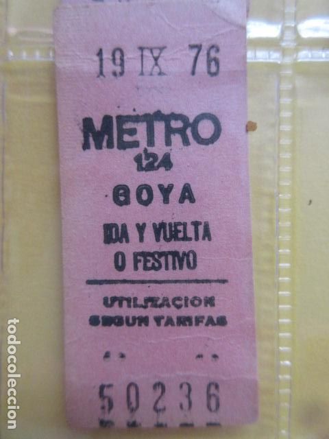 Coleccionismo Billetes de transporte: REFERENCIA REFMM01 - METRO MADRID - MODELO PARADA IDA VUELTA FESTIVO COLOR ROSA - GOYA 124