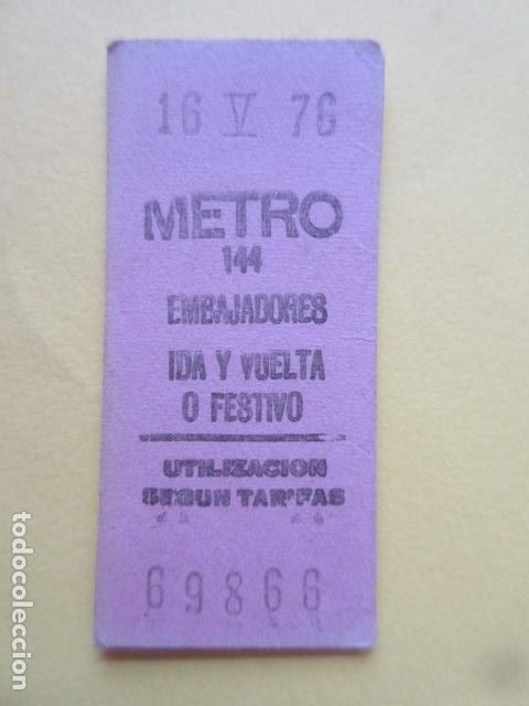 Coleccionismo Billetes de transporte: REFERENCIA REFMM01 - METRO MADRID - MODELO PARADA IDA VUELTA FESTIVO COLOR ROSA - EMBAJADORES 144