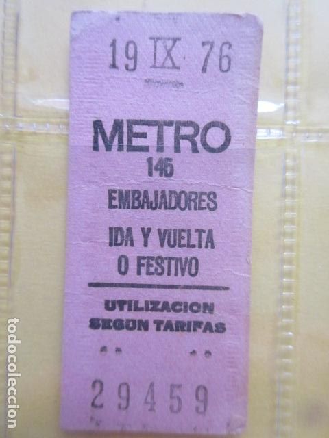 Coleccionismo Billetes de transporte: REFERENCIA REFMM01 - METRO MADRID - MODELO PARADA IDA VUELTA FESTIVO COLOR ROSA - EMBAJADORES 145