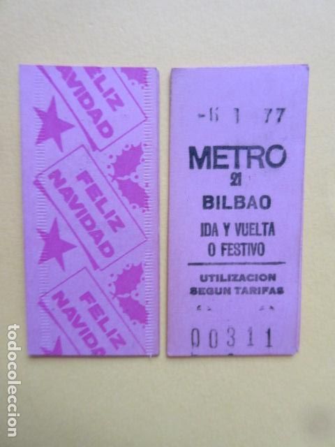 Sammeln von Fahrkarten: REFERENCIA REFMM01 - METRO MADRID - MODELO PARADA IDA VUELTA FESTIVO COLOR ROSA - BILBAO 21 FELIZ NA