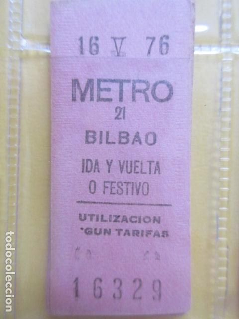 Coleccionismo Billetes de transporte: REFERENCIA REFMM01 - METRO MADRID - MODELO PARADA IDA VUELTA FESTIVO COLOR ROSA - BILBAO 21 EN BLANC