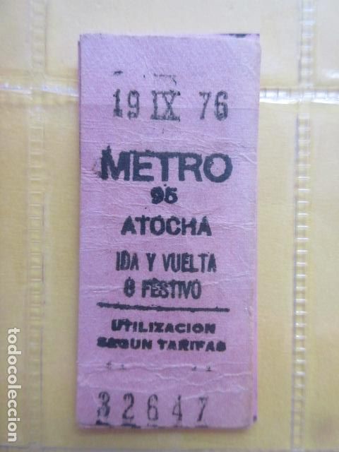 Coleccionismo Billetes de transporte: REFERENCIA REFMM01 - METRO MADRID - MODELO PARADA IDA VUELTA FESTIVO COLOR ROSA - ATOCHA 95