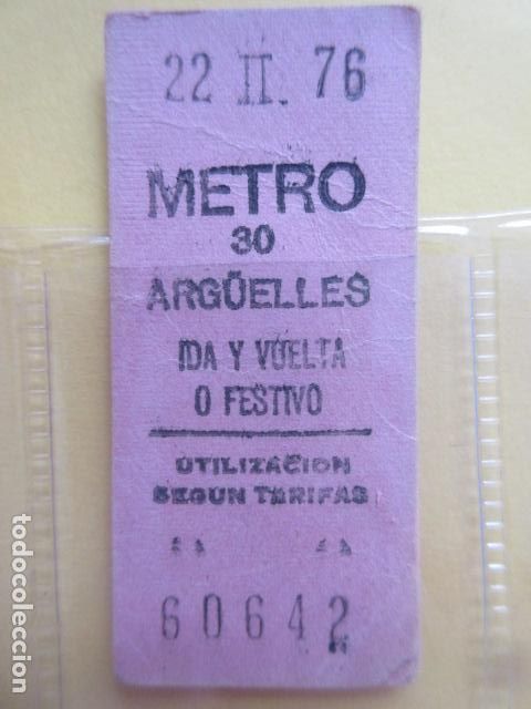 Coleccionismo Billetes de transporte: REFERENCIA REFMM01 - METRO MADRID - MODELO PARADA IDA VUELTA FESTIVO COLOR ROSA - ARGUELLES 30