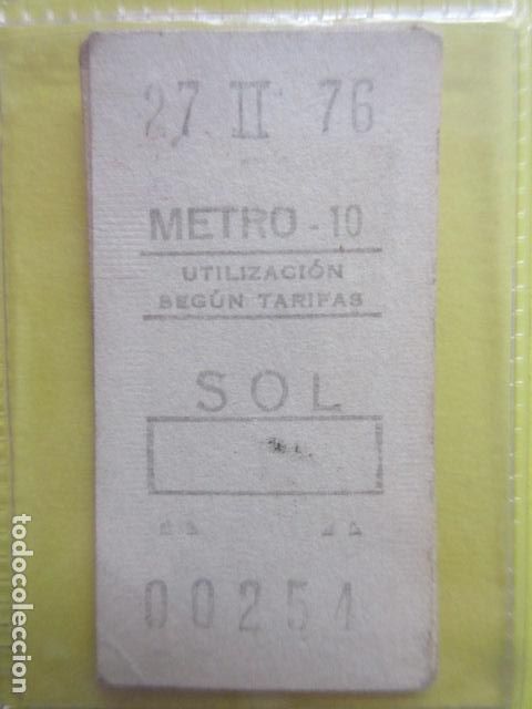 Coleccionismo Billetes de transporte: REFERENCIA REFMM01 - METRO MADRID - MODELO PARADA RECUADRO COLOR BLANCO - SOL 10