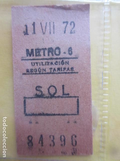 Coleccionismo Billetes de transporte: REFERENCIA REFMM01 - METRO MADRID - MODELO PARADA RECUADRO COLOR BLANCO - SOL 6