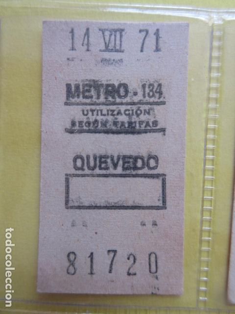 Coleccionismo Billetes de transporte: REFERENCIA REFMM01 - METRO MADRID - MODELO PARADA RECUADRO COLOR BLANCO - QUEVEDO 134