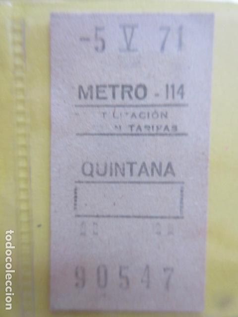 Coleccionismo Billetes de transporte: REFERENCIA REFMM01 - METRO MADRID - MODELO PARADA RECUADRO COLOR BLANCO - QUINTANA 114