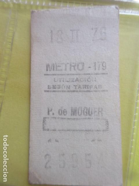 Coleccionismo Billetes de transporte: REFERENCIA REFMM01 - METRO MADRID - MODELO PARADA RECUADRO COLOR BLANCO - P. DE MOGUER 179