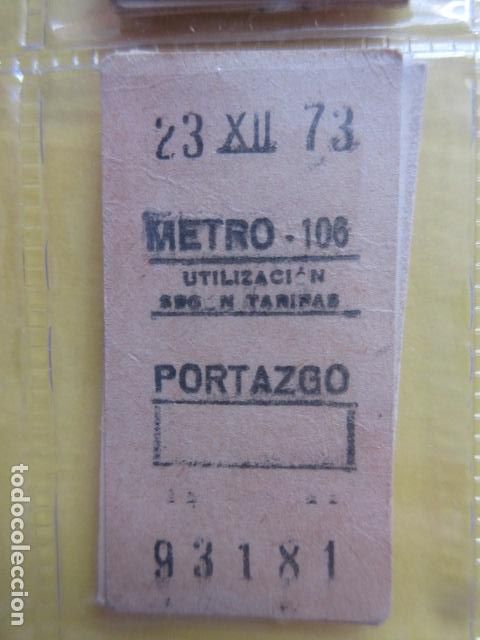 Coleccionismo Billetes de transporte: REFERENCIA REFMM01 - METRO MADRID - MODELO PARADA RECUADRO COLOR BLANCO - PORTAZGO 106