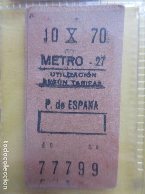 Coleccionismo Billetes de transporte: REFERENCIA REFMM01 - METRO MADRID - MODELO PARADA RECUADRO COLOR BLANCO - P. DE ESPA&Ntilde;A 27