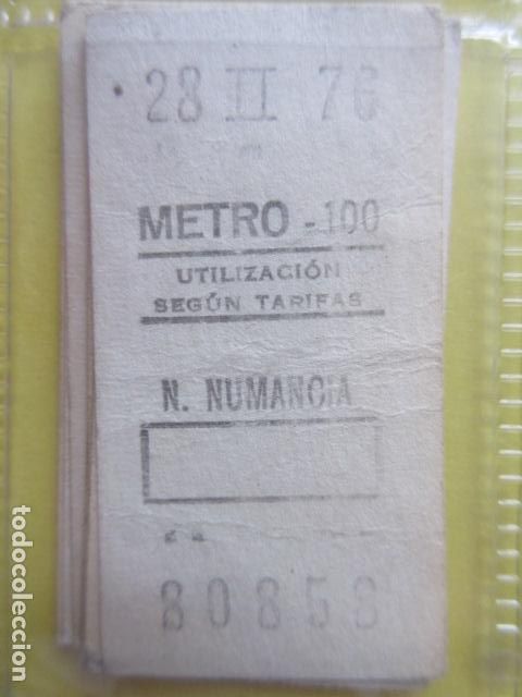 Coleccionismo Billetes de transporte: REFERENCIA REFMM01 - METRO MADRID - MODELO PARADA RECUADRO COLOR BLANCO - N. NUMANCIA 100