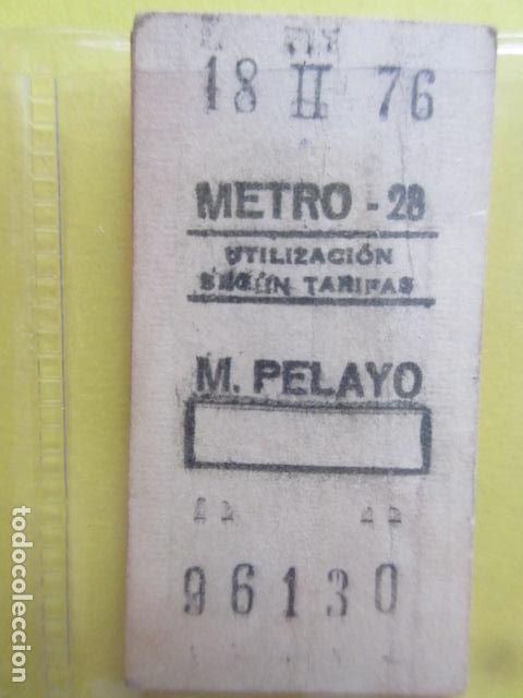 Coleccionismo Billetes de transporte: REFERENCIA REFMM01 - METRO MADRID - MODELO PARADA RECUADRO COLOR BLANCO - M. PELAYO 28