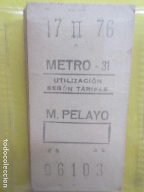 Coleccionismo Billetes de transporte: REFERENCIA REFMM01 - METRO MADRID - MODELO PARADA RECUADRO COLOR BLANCO - M. PELAYO 31