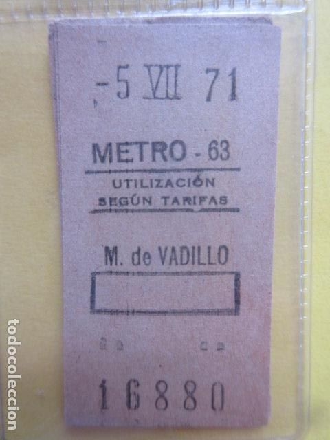 Coleccionismo Billetes de transporte: REFERENCIA REFMM01 - METRO MADRID - MODELO PARADA RECUADRO COLOR BLANCO - M. DE VADILLO 63