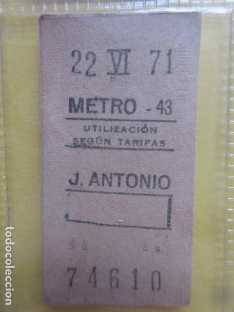 Coleccionismo Billetes de transporte: REFERENCIA REFMM01 - METRO MADRID - MODELO PARADA RECUADRO COLOR BLANCO - J. ANTONIO 43