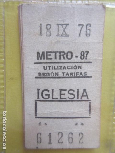 Coleccionismo Billetes de transporte: REFERENCIA REFMM01 - METRO MADRID - MODELO PARADA RECUADRO COLOR BLANCO - IGLESIA 87