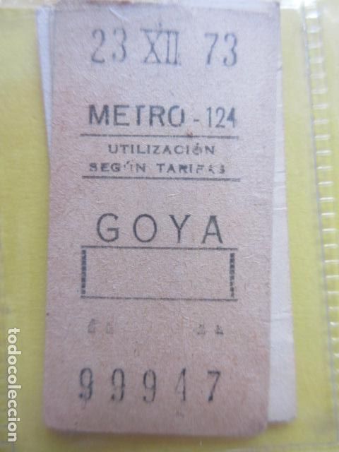 Coleccionismo Billetes de transporte: REFERENCIA REFMM01 - METRO MADRID - MODELO PARADA RECUADRO COLOR BLANCO - GOYA 124