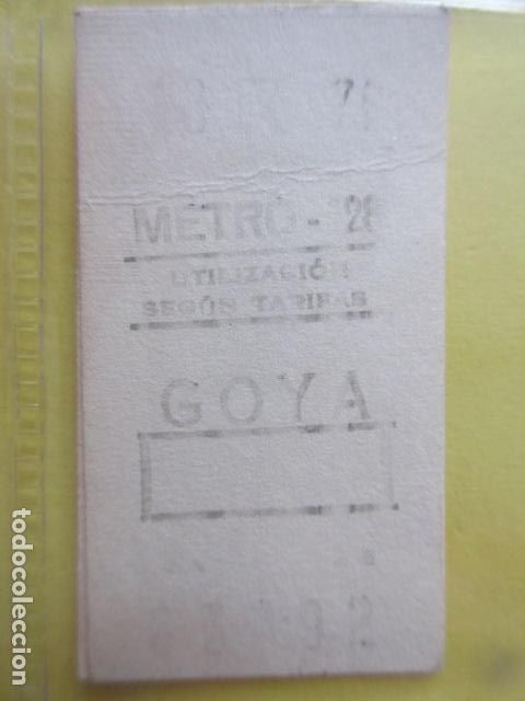 Coleccionismo Billetes de transporte: REFERENCIA REFMM01 - METRO MADRID - MODELO PARADA RECUADRO COLOR BLANCO - GOYA 28