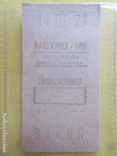 Coleccionismo Billetes de transporte: REFERENCIA REFMM01 - METRO MADRID - MODELO PARADA RECUADRO COLOR BLANCO - EMBAJADORES 146