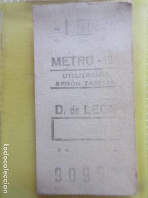 Coleccionismo Billetes de transporte: REFERENCIA REFMM01 - METRO MADRID - MODELO PARADA RECUADRO COLOR BLANCO - D. DE LEON 134