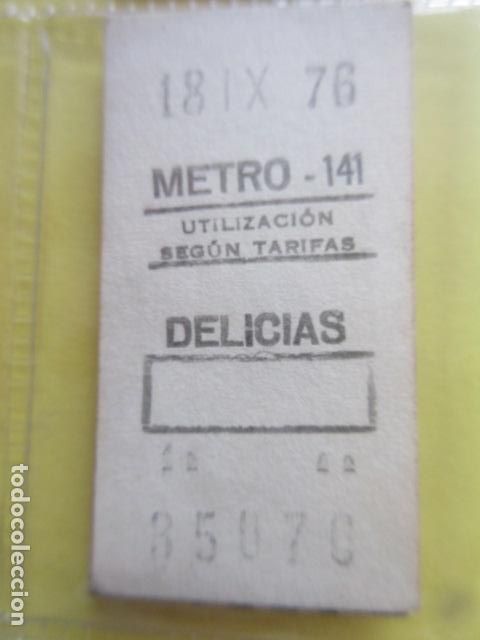 Coleccionismo Billetes de transporte: REFERENCIA REFMM01 - METRO MADRID - MODELO PARADA RECUADRO COLOR BLANCO - DELICIAS 141