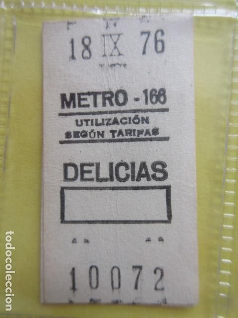 Coleccionismo Billetes de transporte: REFERENCIA REFMM01 - METRO MADRID - MODELO PARADA RECUADRO COLOR BLANCO - DELICIAS 166