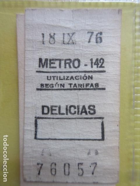 Coleccionismo Billetes de transporte: REFERENCIA REFMM01 - METRO MADRID - MODELO PARADA RECUADRO COLOR BLANCO - DELICIAS 142