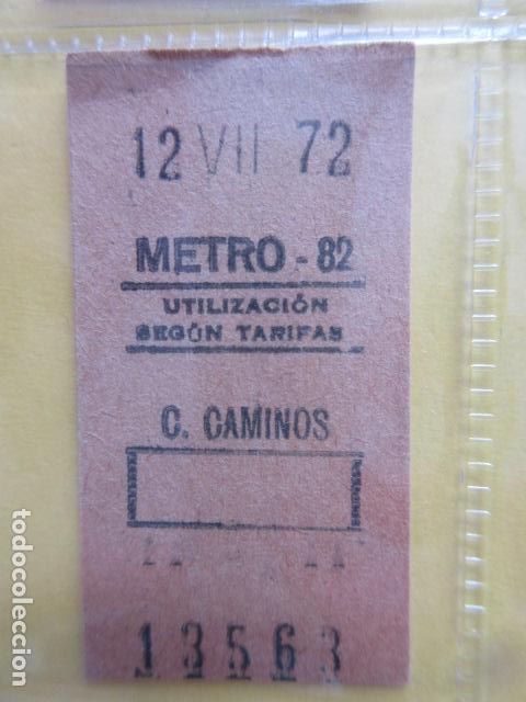 Coleccionismo Billetes de transporte: REFERENCIA REFMM01 - METRO MADRID - MODELO PARADA RECUADRO COLOR BLANCO - C. CAMINOS 82