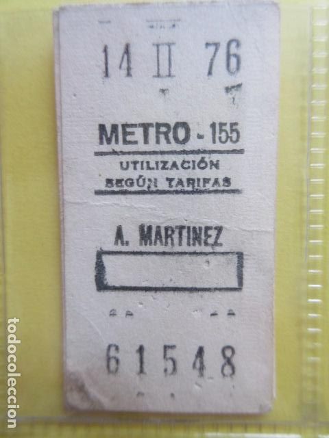 Collectionnisme Billets de transport: REFERENCIA REFMM01 - METRO MADRID - MODELO PARADA RECUADRO COLOR BLANCO - A. MARTINEZ 155
