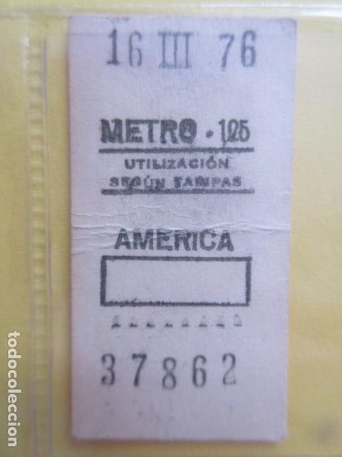 Coleccionismo Billetes de transporte: REFERENCIA REFMM01 - METRO MADRID - MODELO PARADA RECUADRO COLOR BLANCO - AMERICA 125