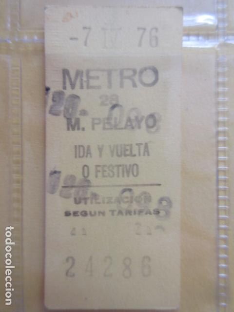 Collectionnisme Billets de transport: REFERENCIA REFMM01 METRO MADRID - MODELO PARADA IDA VUELTA FESTIVO COLOR AMARILLO - M. PELAYO 28