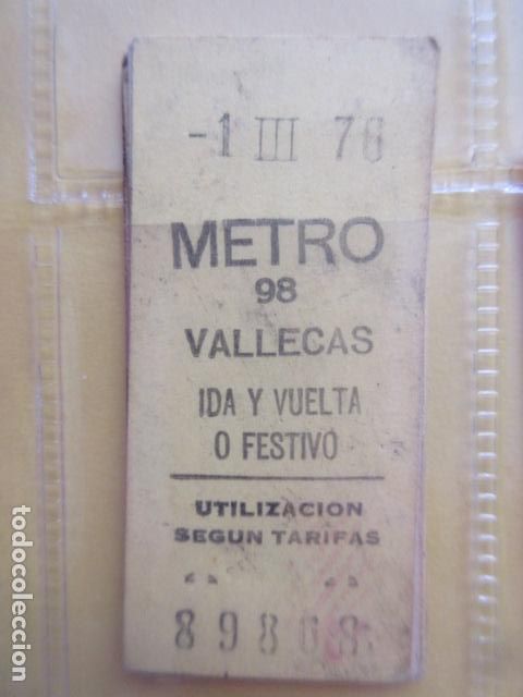 Coleccionismo Billetes de transporte: REFERENCIA REFMM01 METRO MADRID - MODELO PARADA IDA VUELTA FESTIVO COLOR AMARILLO - VALLECAS 98