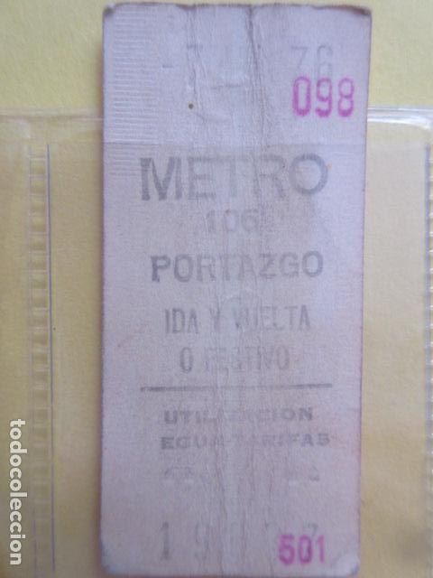 Collectionnisme Billets de transport: REFERENCIA REFMM01 METRO MADRID - MODELO PARADA IDA VUELTA FESTIVO COLOR AMARILLO - PORTAZGO 106
