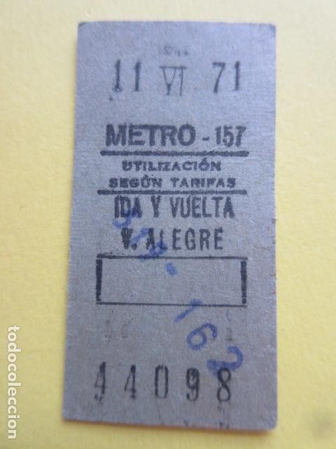 Coleccionismo Billetes de transporte: REFERENCIA REFMM01 METRO MADRID - MODELO COLOR VERDE IDA VUELTA FESTIVO MAYUSCULAS - V. ALEGRE 157