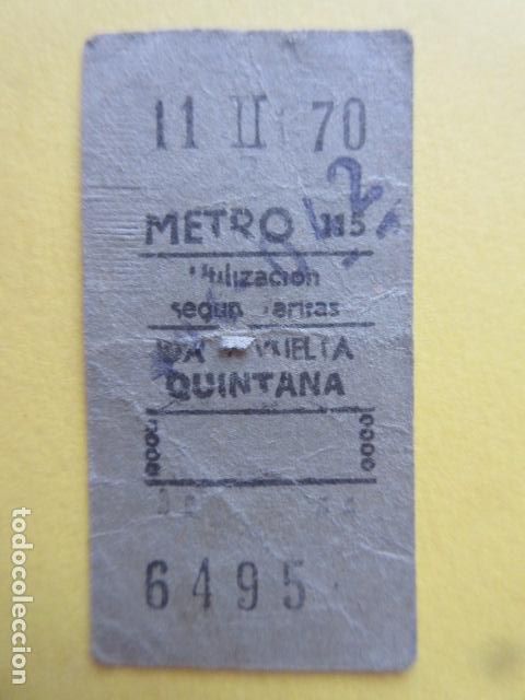 Coleccionismo Billetes de transporte: REFERENCIA REFMM01 METRO MADRID - MODELO COLOR VERDE IDA VUELTA FESTIVO MINUSCULAS - QUINTANA 115