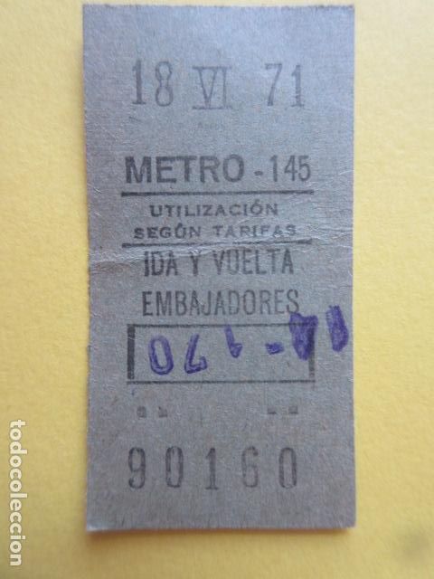 Coleccionismo Billetes de transporte: REFERENCIA REFMM01 METRO MADRID - MODELO COLOR VERDE IDA VUELTA FESTIVO MAYUSCULAS - EMBAJADORES 145