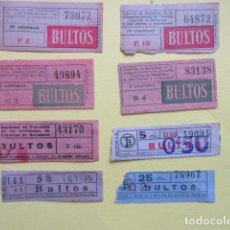 Coleccionismo Billetes de transporte: LOTE 8 BILLETES DIFERENTES VALE GUERRA CIVIL BULTOS TRANVIAS BARCELONA CAPICUA 831 769 490 498 695. Lote 236137625