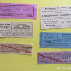 Coleccionismo Billetes de transporte: LOTE DE 6 BILLETES DIFERENTES CATALUÑA BARCELONA MONS HISPANO HILARIENSE BRILLAS PETIT CANIGO SAGALE. Lote 236141855