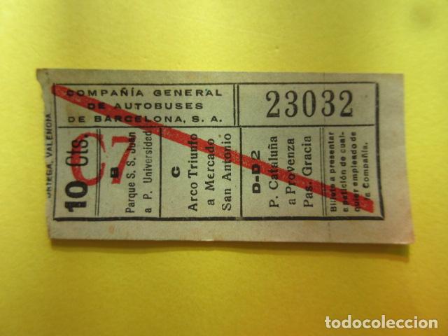 Collectables Transport Tickets: BILLETE CAPICUA 23032 - COMPA&Ntilde;IA GENERAL DE AUTOBUSES BARCELONA CGA VER TRAYECTOS