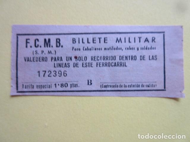 Collectables Transport Tickets: BILLETE MILITAR METRO DE BARCELONA 1.80 PESETAS MODELO 1