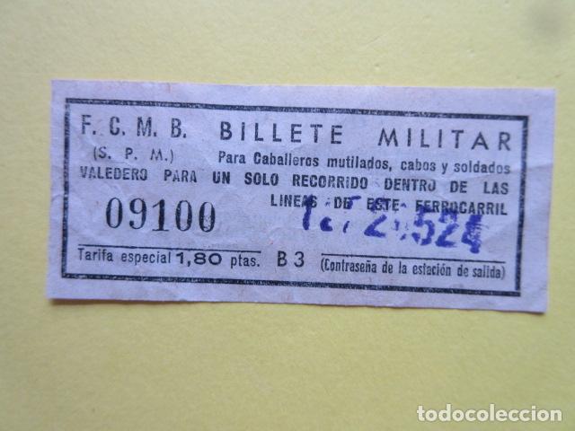 Collectables Transport Tickets: BILLETE MILITAR METRO DE BARCELONA 1.80 PESETAS MODELO 2