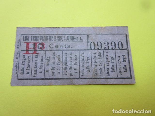Sammeln von Fahrkarten: REF: XX1234 - BILLETE CAPICUA 09390 - EMPRESA los TRANVIAS DE BARCELONA - VER TRAYECTOS en foto