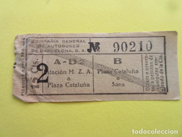Collectionnisme Billets de transport: REF: FF1234 - BILLETE COMPA&Ntilde;IA GENERAL AUTOBUSES DE BARCELONA VER TRAYECTOS EN FOTO