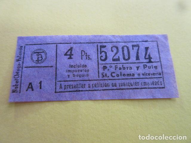 Sammeln von Fahrkarten: REF: FF1234 - BILLETE PERTENECE COLECCION TRANVIAS BARCELONA DIFERENTES TB LEER INT. lila