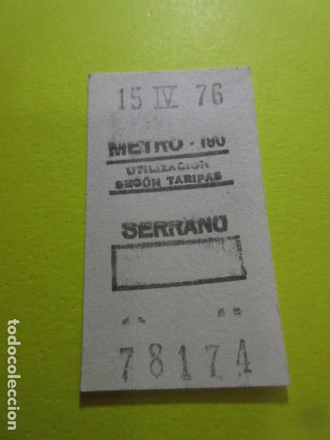 Colecionismos Bilhetes de Transporte: REF: GG-1234 - METRO DE MADRID SERRANO 190 - 1976 - RECTANGULO