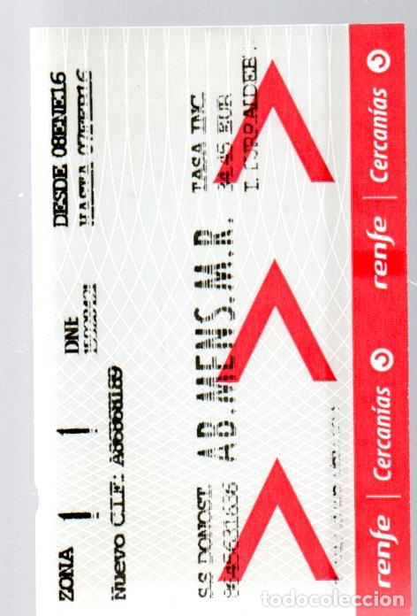 Sammeln von Fahrkarten: ABONO MENSUAL DE RENFE CERCAN&Iacute;ASL - A&Ntilde;O 2016 -